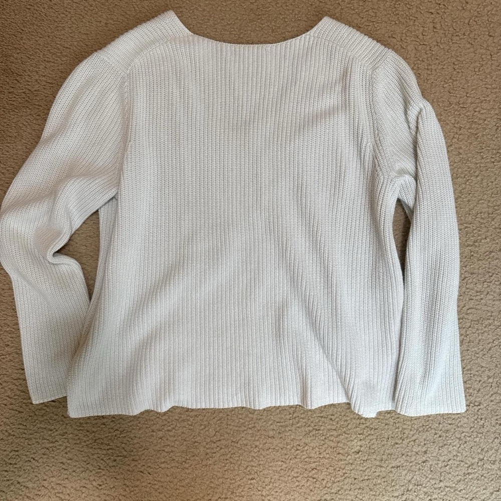 J. Crew Cream V-Neck Ribbed Sweater - Picture 3 of 3